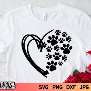 Dog Paw Print Doodle Heart Frame SVG Paw Print Heart SVG Paw - Etsy