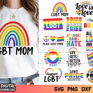 Pride Bundle SVG, Happy Pride Month Svg, Gay Pride Svg, Love is Love Svg, LGBT Svg, LGBTQ Svg, Rainbow Svg, Gay Svg, Svg Files for Cricut