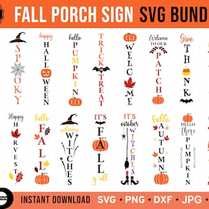 Fall Welcome Porch Sign SVG Bundle, Halloween Porch Sign svg, Fall Porch Sign, Halloween Welcome Sign svg, Trick or Treat svg Porch Sign