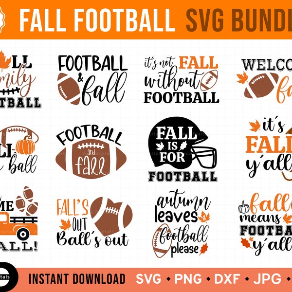 Fall Football Svg Bundle for Shirts, Fall Football Yall Sign svg, Autumn Sign Svg, Football Family and Fall svg, Thanksgiving svg for Family