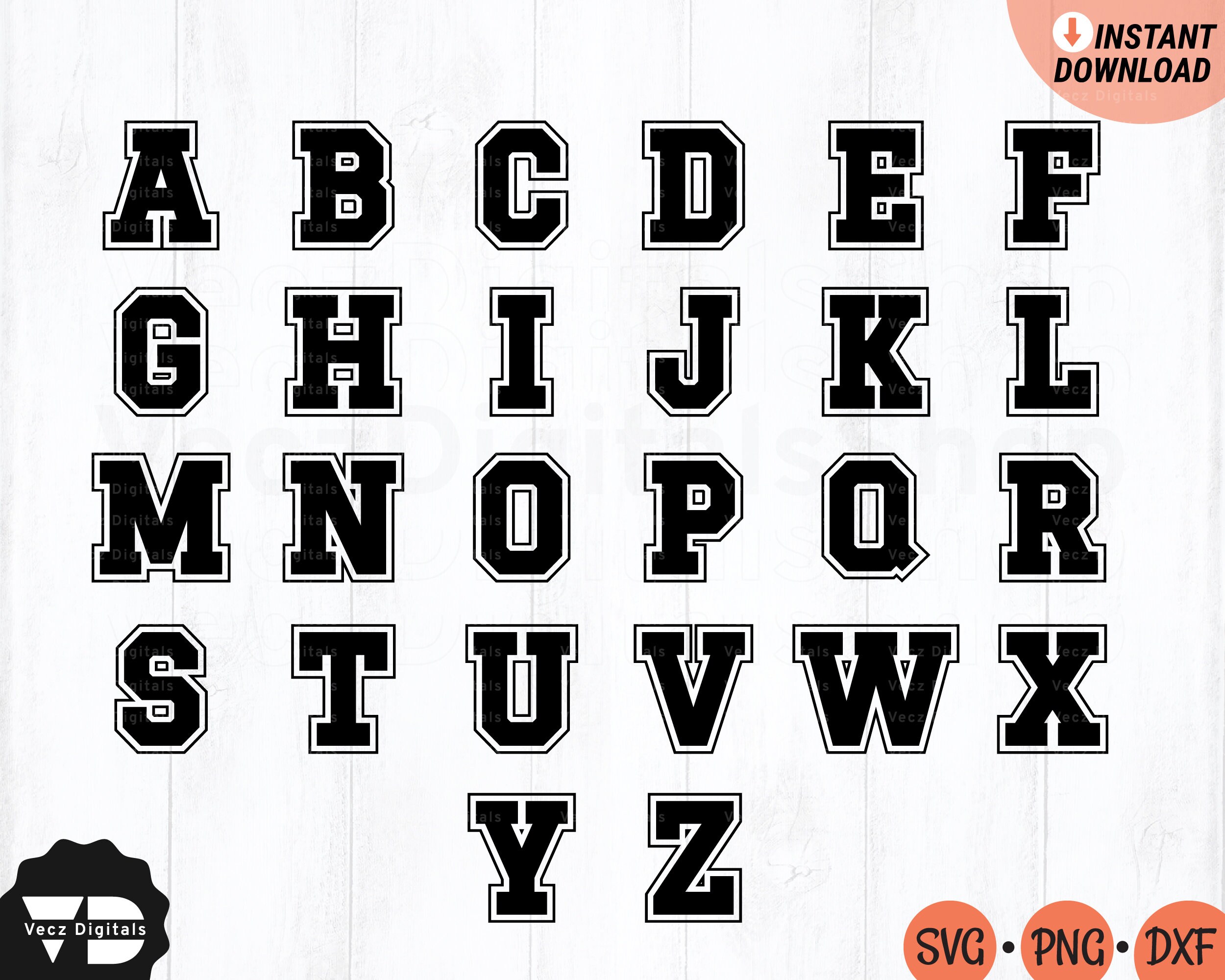 VarsityフォントSVG：スポーツジャージのアルファベットと数字