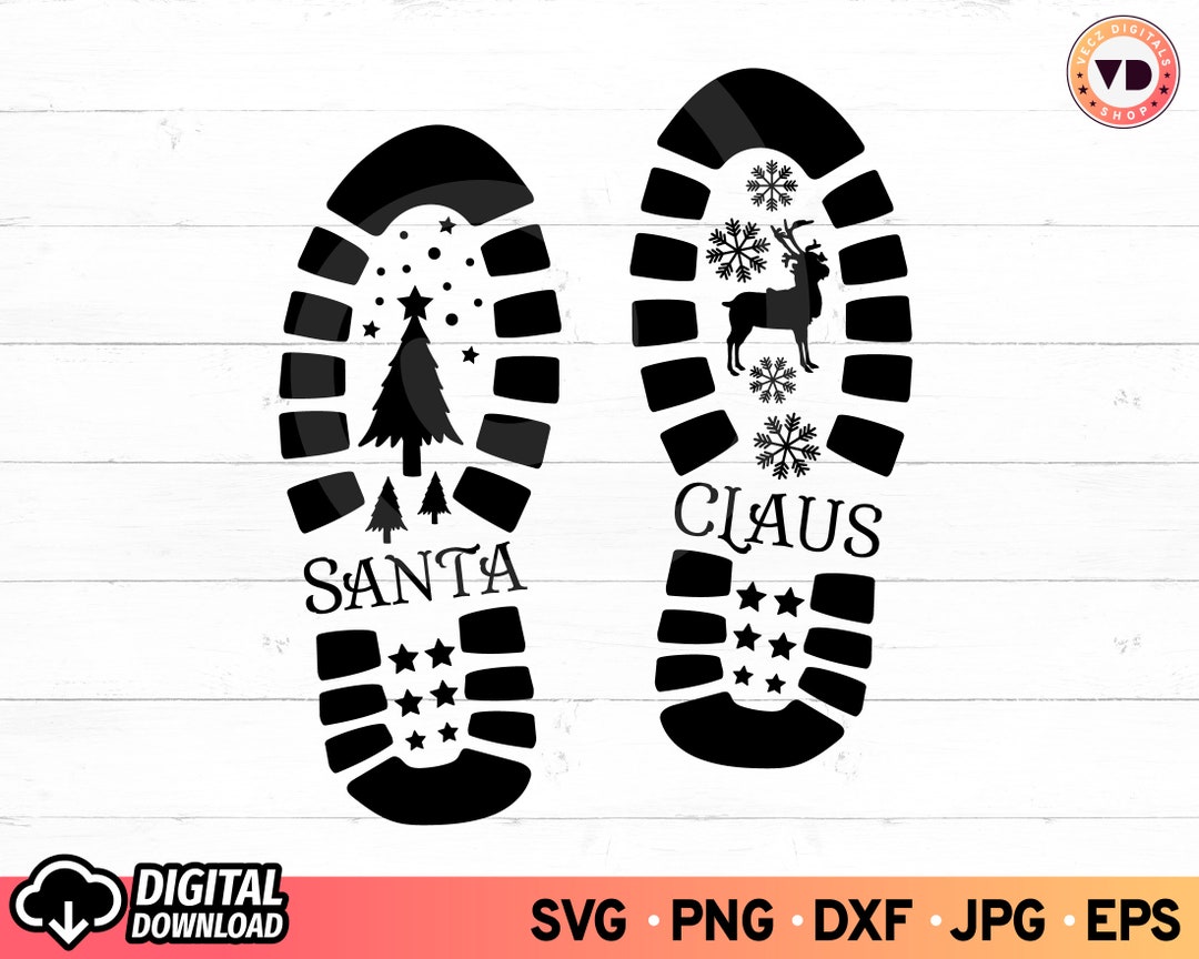 Santa Footprint SVG, Santa Boot Print Svg, Santa Footsteps, Santa