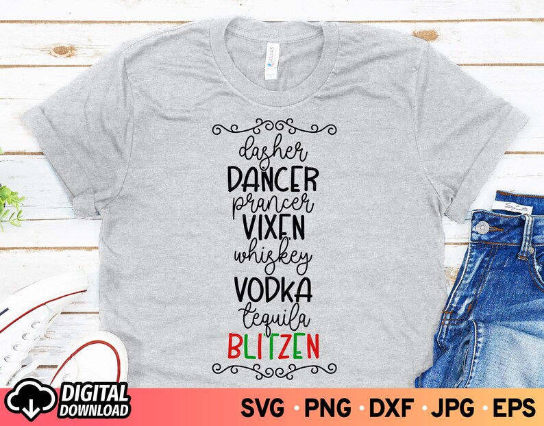 Dasher Dancer Prancer Vixen Whiskey Vodka Tequila Blitzen SVG - Etsy