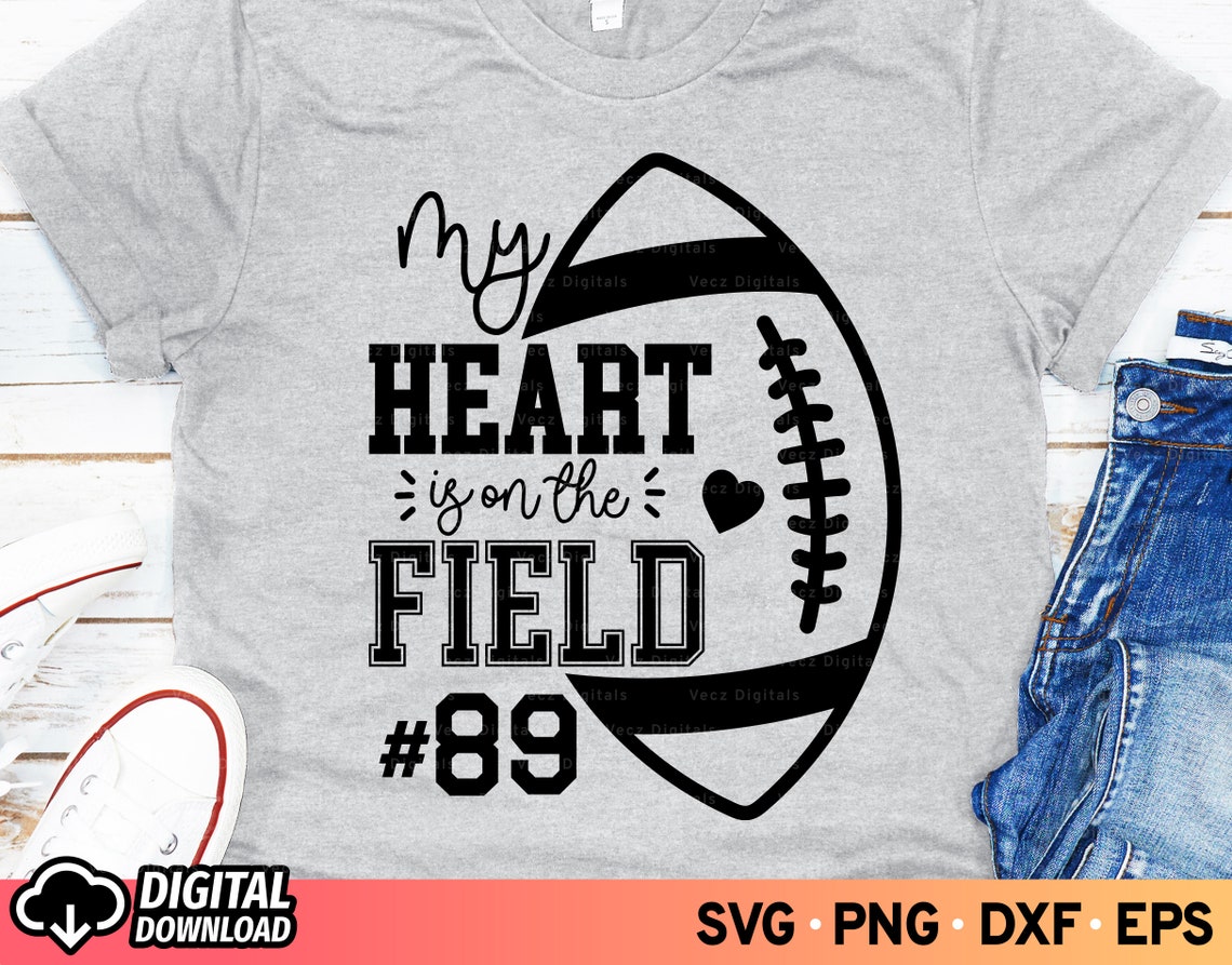 My Heart is on the Field Football SVG Game Day Svg School - Etsy