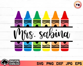 Monogramma diviso in pastello SVG: nome dell'insegnante, ritorno a scuola (download digitale) PNG sublimazione