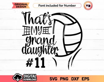 Volleyball Granddaughter SVG: Shirt Design, Mom PNG, Varsity Font (Digital Download