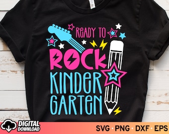 Diseño de camiseta de regreso a clases (descarga digital) SVG "Listo para el jardín de infantes" (sublimación PNG)