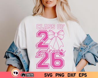 Coquette Senior 2026 SVG PNG: Pink Bow Graduation Design (Digital Download)