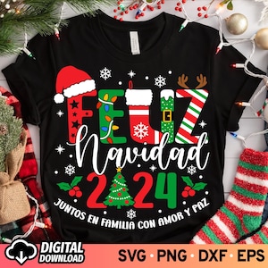 Feliz Navidad 2024 SVG, Spanish Christmas Svg, Family Christmas Svg, Navidad Svg, Familia Svg, Luces de Navidad Svg, Christmas Matching PNG