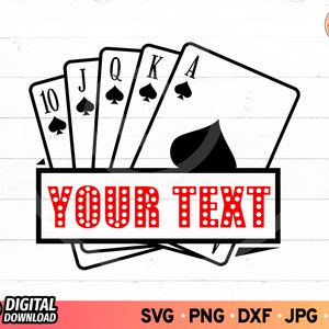 Royal Flush Spade SVG, Playing Card Name Frame Svg, Gambling, Royal Flush Split Monogram Svg, SVG Files for Cricut, Digital Download
