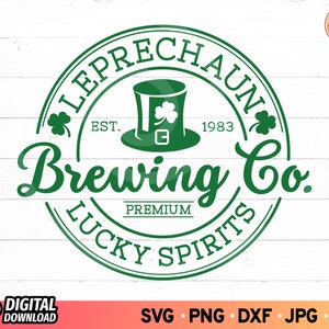 Leprechaun Brewing Co SVG, Lucky Svg, Clover Svg, Brewing Company Svg, St. Patrick&#39;s Svg, Irish Svg, SVG Files for Cricut, Digital Download