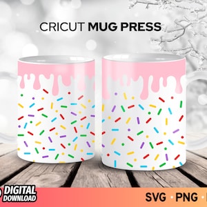 Cricut Mug Press SVG Donut Drip, Donut Sprinkles Svg, Mug Wrap Template SVG, Cricut Mug Svg, Coffee Mug Wrapping Svg, SVG Files for Cricut