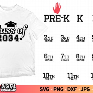 Class of 2034 Grow With Me SVG, Preschool svg, Class of 2034 Handprint Shirt svg, Back to School Kindergarten Shirt, First Day of School svg