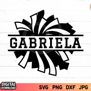 Pom Pom Split Monogram SVG, Pom Pom Cheer Svg, Cheerleader Svg, Cheer Mom Svg, Cheerleading Svg, SVG Files for Cricut, Digital Download