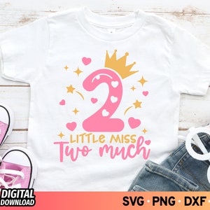 Kleine Fräulein Zwei viel SVG, 2. Geburtstag Mädchen SVG, Geburtstag Mädchen SVG, 2 Jahre altes Shirt SVG, 2. Geburtstag SVG, SVG-Dateien für Cricut