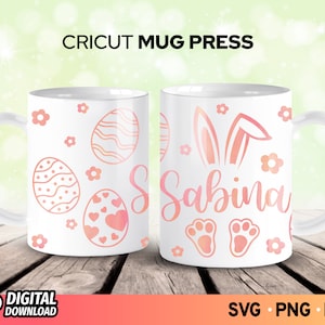 Cricut Mug Press SVG Osterhase, Ostermuster-Wrap-Svg, Full Mug Wrap PNG, Mug Wrap für Infusible Ink, PNG, Coffee Mug Press Sublimation
