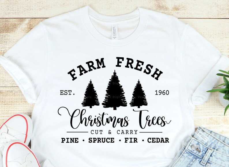 Farm Fresh Christmas Tree SVG Stencil Christmas Decoration Etsy