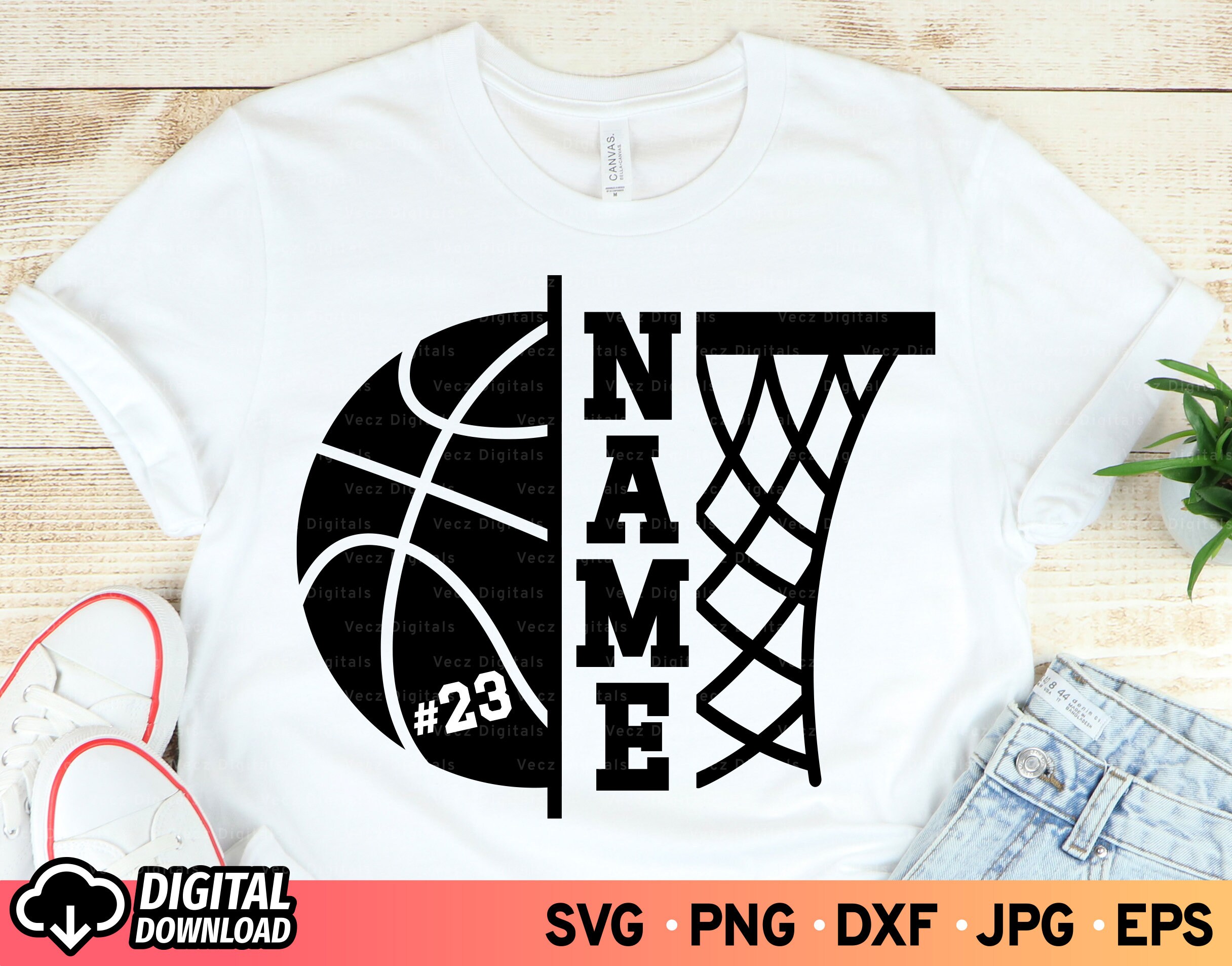 Basketball Net SVG Basketball Split Name Frame Svg - Etsy