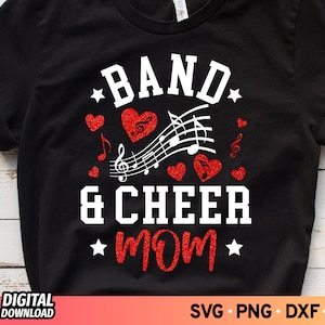 Band and Cheer Mom SVG, Football Cheer Svg, Marching Band Svg, Halftime Show Svg, Glitter Red Cheer Svg, Cheer Mom Shirt Svg, Game Day, Png