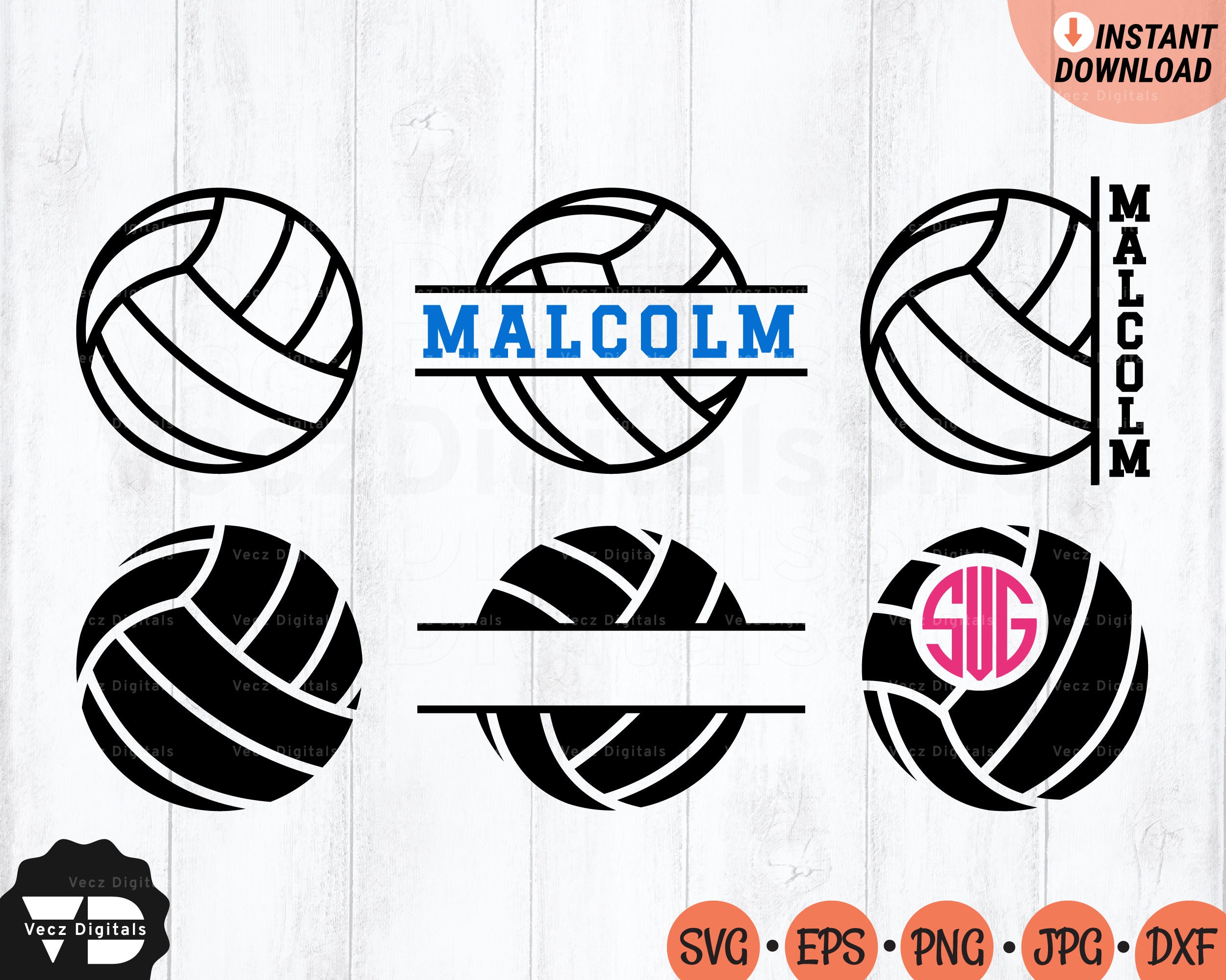 Volleyball Split Monogram SVG Volleyball SVG Volleyball Mom - Etsy