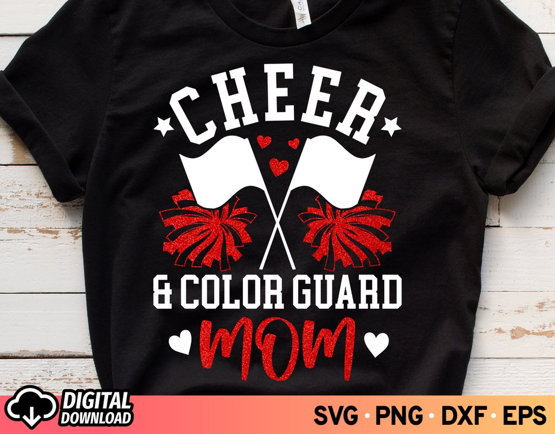 Cheer and Color Guard Mom SVG, Cheer Mom Svg, Band Mom Svg, Glitter Red Cheerleader Svg, Cheer ...