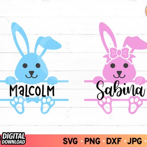 Easter Bunny Name SVG, Cute Easter Monogram Svg, Bunny Feet Svg, Easter Ears Svg, Bunny Head Svg, SVG Files for Cricut, Digital Download