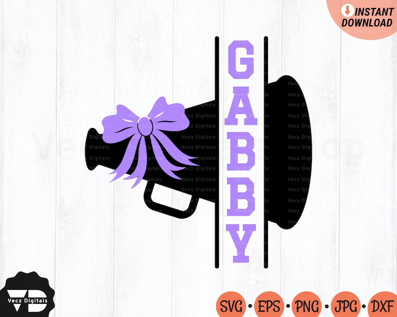 Cheer Megaphone Svg Cheer Megaphone SVG Names Cheer Svg Bow Etsy