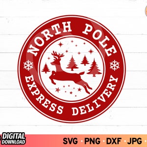 North Pole Express Mail Delivery SVG, Christmas Stamp Svg, North Pole Postmark Stamp Svg, Santa Mail Svg, Christmas Sign Svg, Santa Sack Svg