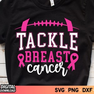 Tackle Breast Cancer SVG, Fight Cancer Pink Ribbon Svg, Football Cancer Ribbon Svg, Breast Cancer Awareness Svg, Breast Cancer Football Svg