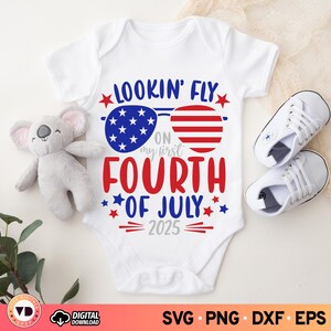 Lookin&#39; Fly On My First Fourth of July SVG, Fourth of July Svg, Boy Patriotic Svg, Baby 4th of July Svg, My 1st 4th of July Birthday PNG