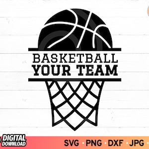 Nom de basket-ball Split Monogram SVG, Basketball SVG avec nom, Basketball Net Svg, Basketball Mom Cut File Svg, SVG Cut Files pour Cricut