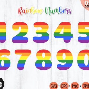 Rainbow Numbers SVG, Colorful Numbers svg, Unicorn Birthday svg, Rainbow Unicorn, Number svg, Rainbow Birthday, Gay Pride svg, Lgbtq svg