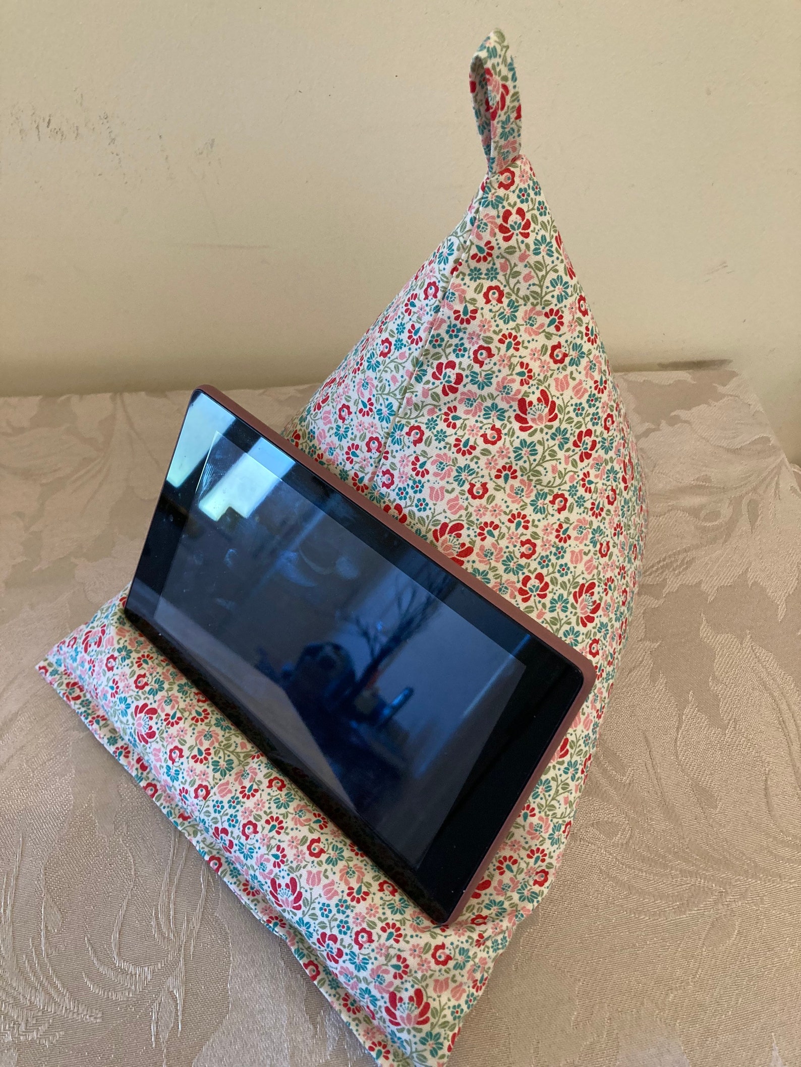 Tablet cushion stand in pretty floral cotton fabric with carry Etsy