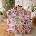 Handmade Cat Peg Bag: Colorful Cat Canvas Fabric with Wooden Hanger