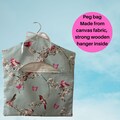 Large peg bag  birds on branches with a wooden hanger  bag for pegs  storage for pegs  gift for her  mothers day gift  housewarming present