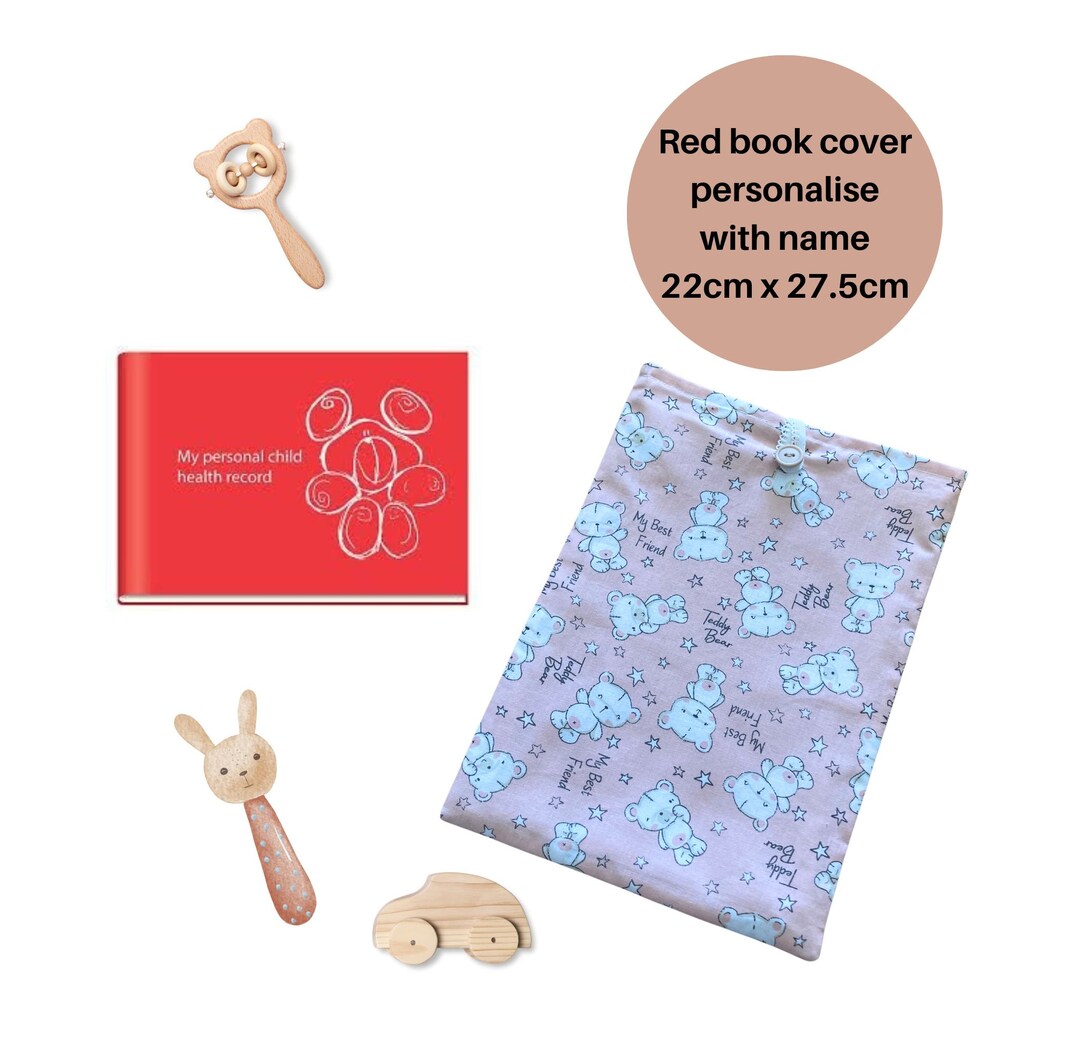 Personalised Baby NHS Red Book Cover in Teddy Bear Fabric Etsy