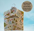 Large Peg bag  wild wood fabric with a wooden hanger  bag for pegs  storage for pegs  woodland peg bag  housewarming gift  mothers day gift