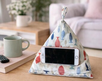Fish Cotton Fabric Phone Stand: Handmade Mobile Beanbag Holder