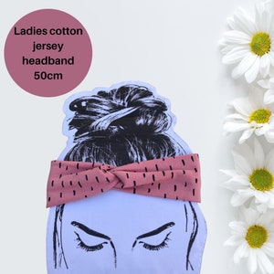 Ladies pink and black stretchy headband  wide fashion turban  stylish soft cotton jersey headband for ladies  long hair accessories  gift