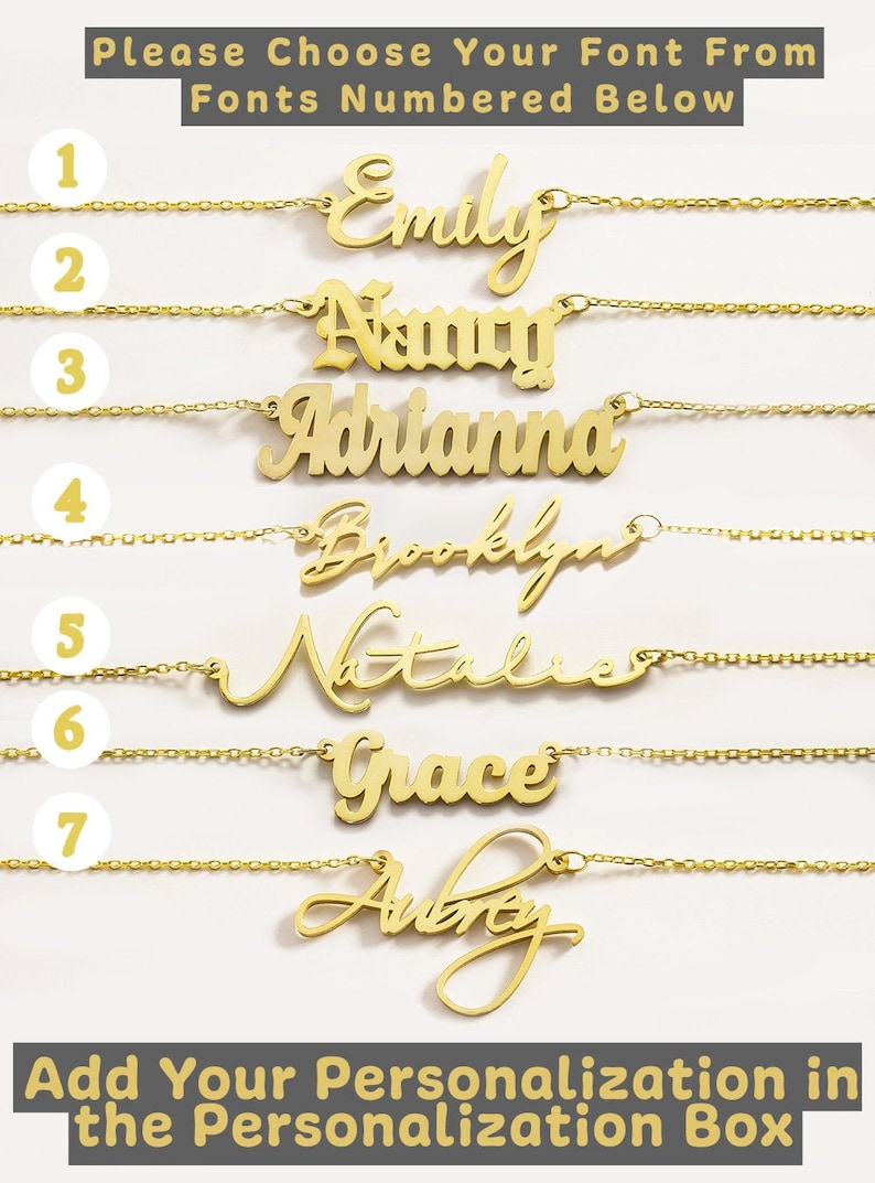 14k Gold Name Necklace White Gold Personalized Ts Etsy