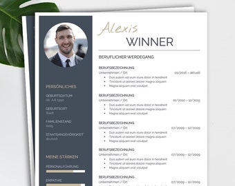 PREMIUM application template german: CV, cover letter, cover page, letter of motivation | Word + Pages | Template for application "Alexis"