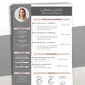 Plantilla de CV Alemán Word + Páginas | Modelo de solicitud CV, carta de presentación, hoja de presentación, carta de motivación | Descarga instantánea