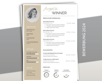 PREMIUM application template | Resume template German Word + Pages, modern resume template executive + career starter