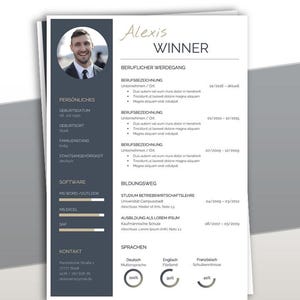Plantilla de currículum con visualización de habilidades | Plantilla de aplicación PREMIUM Word + Páginas | Plantilla de carta de presentación, carta de motivación | Descarga instantánea