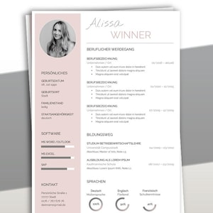 Plantilla de solicitud PREMIUM Alemán: Plantilla de CV Word & Pages | con carta de presentación, hoja de presentación, carta de motivación