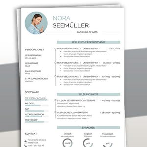 Plantilla de currículum PREMIUM con gráficos de habilidades | Word + Páginas | Plantilla de solicitud en alemán con carta de presentación, hoja de presentación y carta de motivación.