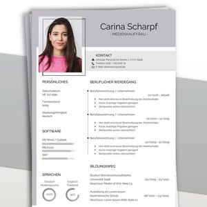 Plantilla de currículum PREMIUM moderna | Plantilla de solicitud alemán | Carta de presentación, hoja de presentación, carta de motivación | Descarga instantánea de Word + Páginas