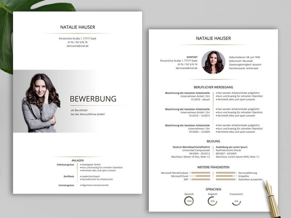 PREMIUM application template German Word: template CV, cover letter, cover sheet, motivation letter