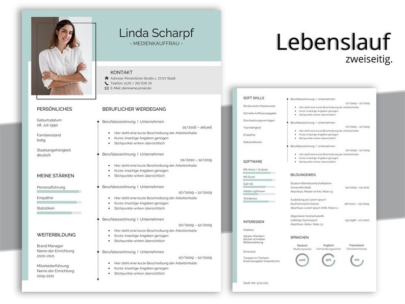 PREMIUM CV Template Word & Pages | Application Template German - Etsy