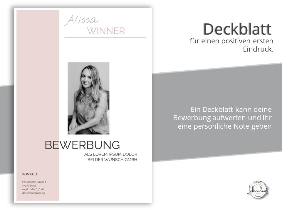 PREMIUM Application Template German: CV Template Word & Pages With ...